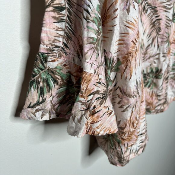 J Jill Love Linen Top Womens Extra Large Tropical Palm Print Lagenlook Vacation - Picture 12 of 15